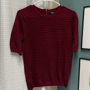 Premise Red and Black Striped Crew Neck Sweater